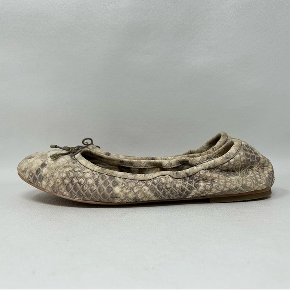 Sam Edelman Felicia Ballet Flat Ballerina Python Snake Skin Leather Bow Sz 8M - Picture 4 of 14